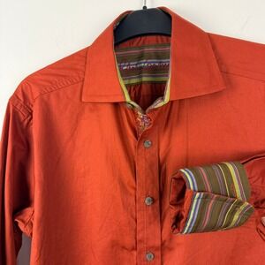 Robert Graham Mens Burnt Orange Knowledge Wisdom Truth Button Down Shirt Sz M